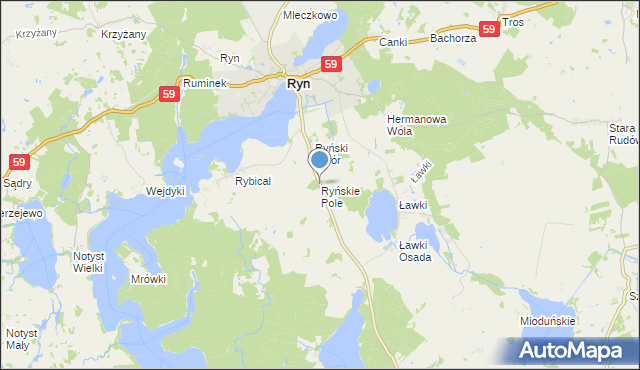 mapa Ryńskie Pole, Ryńskie Pole na mapie Targeo